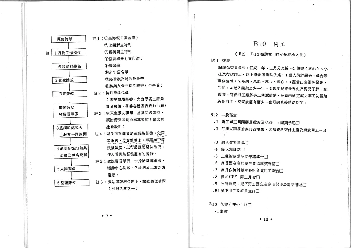同工職責、交接與新生工作指引